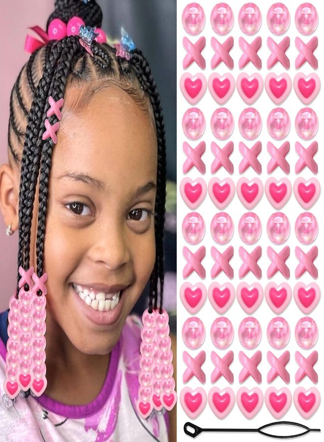 VENOFEN 60PCS Light Pink Hair Beads for Braids Loc Dreadlock Jewelry AB Color Round Bead Accessories Cute Acrylic Beads for Kids Girls - Image 1